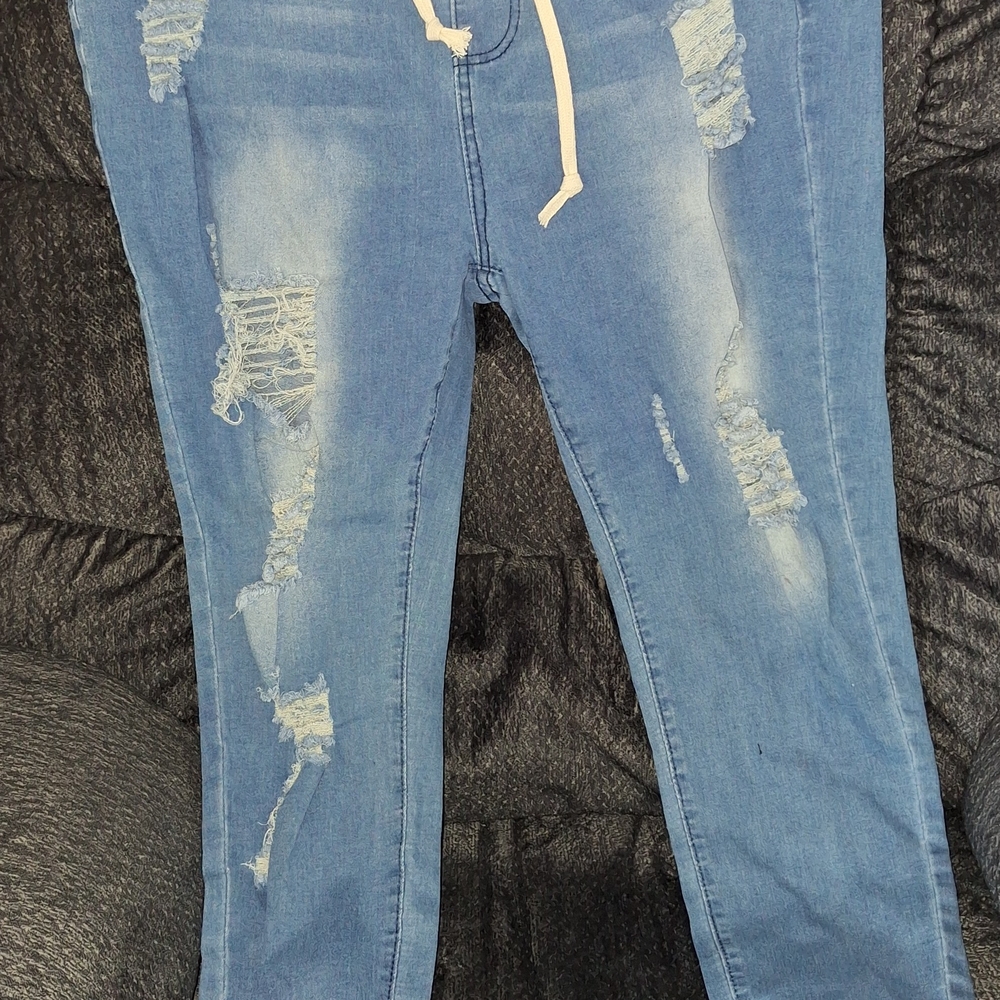 Distressed Blue Jeggings